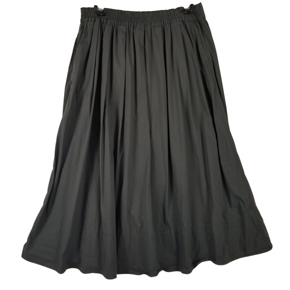 Zara Dresses & Skirts - Zara Midi Skirt Women XL Olive Green Elastic  Waist Cotton Blend Gathered